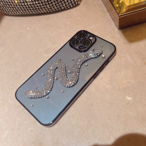 Luxury 3D Rhinestones Snake TPU Phone Case With Anti-fall Full Protection For iPhone